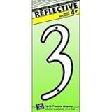 hy-ko製品30603プラスチック番号Reflective 3シルバーブラックnail-on 4 "