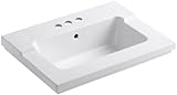KOHLER K-2979-4-0 Tresham One-Piece Surface and Integrated Bathroom Sink with 4-Inch Centerset Fauce