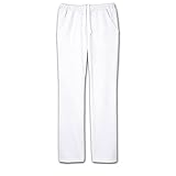 [アンファミエ] スクラブパンツ パウダーストレッチ 美脚 透け防止 吸水速乾 抗菌 防臭 ホワイト LL/股下75