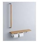 ★[YHB61FLC #MWW] TOTO　天然木手すり　61シリーズ　棚付二連紙巻器　手すり・棚別体タイプ