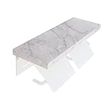 ヤマソロ トイレットペーパーホルダー 2連 ダブル おしゃれ 棚付き 紙巻器 完成品 トイレ 天板付き 北欧 スチール 大理石柄 ブラン Blan 41-049 (ホワイト)