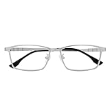 [Dollger] 超軽量チタン ブルーライトカットメガネ UVカット｜快適ノーズパッド 男女兼用 パソコン用 伊達メガネ シルバー