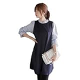 【授乳服 ワンピース】襟＆袖ストライプ パフスリーブ 袖口フリル 授乳ワンピース 授乳 マタニティ Aラインワンピ 【170000100124】長袖 (ブラック)