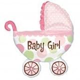 A Giant Baby Girl Pram Foil Balloon by Shower My Baby