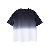 [songhe] メンズ tシャツメンズ 夏服メンズ 半袖 おしゃれメンズ tシャツ 半袖 グラデーション tシャツ大きいサイズ ゆったりビッグ カジュアル 柔らか 快適ラウンドネック夏カットソーコットン丸襟綿 (JP, アルファベット, XL, ブラック)