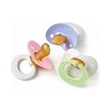 NUKクラシックラテックスBPAフリーおしゃぶりサイズ1 -（イエロー/パープル） 2パック。 【並行輸入】