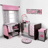 Elephants Pink/Grey 10 pc Crib Set Bumperfree [並行輸入品]