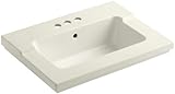 KOHLER K-2979-4-96 Tresham One-Piece Surface and Integrated Bathroom Sink with 4-Inch Centerset Fauc