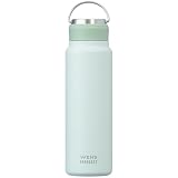 アトラス 水筒 700ml 保冷 保温 真空断熱 ステンレス パッキン一体型 スポーツドリンク対応 ハンドル付き シームレス スクリューボトル 直飲み 洗いやすい お手入れ楽 アウトドア WENS ウェンズ ミント 白湯 AWSL-700MI