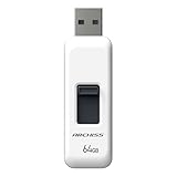 アーキス(Archiss) USBメモリ 64GB USB2.0 スライド式 ストラップホール付き キャップレスデザイン ホワイト AS-064GU2-PSW