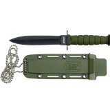 MTech USA MT-632DGN Fixed Blade Tactical Neck Knife, Black Double-Edge Blade, Green Handle, 6-Inch O