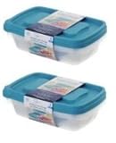 Mainstays Never Lost 3ピース分割プラスチック食品ストレージセット、ブルーAtoll ( Pack of 2 ) )