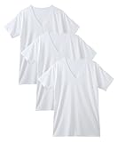 [ニッセン] インナーシャツ メンズ 吸汗速乾なめらかストレッチ深Ｖネック半袖インナー３枚組 白 LL