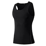 [THREEGUN] タンクトップ コンプレッション メンズ ノースリーブ 筋トレ スポーツインナー トレーニングウェア ジムウェア スポーツ 吸汗速乾 ストレッチ 夏(ブラックL)