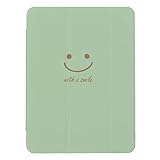 iPad 第9世代 第8世代 第7世代 10.2インチ 対応 ケース カバー A2602 A2604 A2603 A2270 A2428 A2429 A2430 A2197 A2198 A2200 アイパッド9 韓国 にこちゃん くすみカラー スマイル 緑 かわいい キッズ 子供