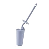 MOLUCKFU セット バスルームトイレブラシ clean 浴室付属品 トイレブラシとゴミ箱 トイレブラシとホルダー コンパクトなトイレブラシ トイレのブラシ Blue