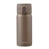 アイリスオーヤマ 水筒 ワンタッチ 350ml 真空断熱 保冷6時間キープ 保温69℃以上,保冷7℃以下 軽量204g 持ち 洗いやすい設計 お手入れラクラク モカ SM-O350