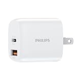 Philips (フィリップス) USB-A to C 充電器 2ポート PD3.0対応 急速充電 持ち運び コンパクト AC充電器 DLP4326C