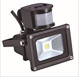 RaiFu LEDフラッドライト 投光器 10W防水暖かい白2700-3200kモーションセンサー3栓、アメリカ標準、AC85-265V、黒 暖かい白 2700-3200k