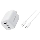 【Type-C(100W)ケーブルセット】 エレコム 充電器 Type-C 3ポート USB-C×2 USB-A×1 65W USB PD対応 3台同時充電 PPS対応 折りたたみ式プラグ GaN採用 ホワイト EC-AC4465WH + USBケーブル Type C (USB C to USB C) 100W 2m コンパクトコネクタ U2C-CC5PC20NWH