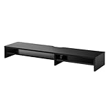 イーサプライ モニター台 2段式 幅100cm 机上台 モニター下収納 2段収納 木製 ブラック EZ1-MR215BK