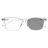 [Dollger] ブルーライトカット 調光メガネ 伊達メガネ 変色 パソコン用 めがね 紫外線カット UVカット TR90 ウェリントン 男女兼用 超軽量 透明