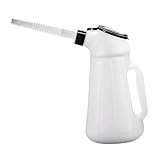 LOL-FUN 【2025新登場l】オイルジョッキ フタ&目盛り付ポリジョッキ 自動車整備 工具 バイク用 オイル差し オイル交換 オイルポンプ オイルじょうご 汎用, 4L 32cm