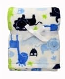 Baby Boy Safari Velour Blanket White, Green and Blue by Baby Starters