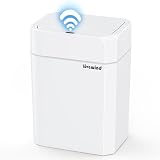Lovewind バスルームゴミ箱、9リットル自動ゴミ箱、蓋付き、バスルーム、寝室、キッチン、オフィス用、小型タッチレスモーションセンサーゴミ箱、ホワイト