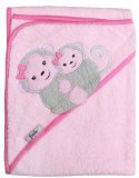 Frenchie Mini Couture 40"x30" (101 6cmx76 2cm)吸収性フード付き大判タオル グレイモンキーズ(ピンク) (並行輸入)