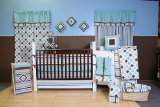 Mod Dia/Strps Aqua 6pc Crib Set by Bacati