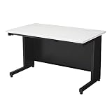 プラス オフィスデスク スチールデスク SH2デスク 平机 幅120 奥行70cm 天板ホワイト/本体ブラック 配線穴付き SH2-127H 609572