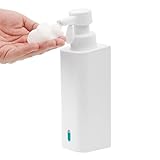 Kireizu タッチ式シャンプソープディスペンサー 強力マグネット付き 壁掛け対応 泡タイプ 500ml 大容量 吐出量調整可能 電池式 IPX5防水 シャンプーボトル 口径が大きい 日本語説明書付き (500)