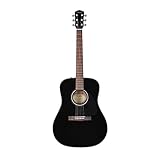 Fender アコースティックギター、CD-60 Dreadnought V3 クラシックデザイン、ラウンドウォールナット指板と合金鋼弦、光沢ブラック仕上げ、スプルーストップ、ハードシェルケース付き