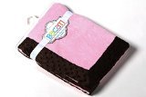 Metro Pink/White/Chocolate 2 layer Velor Plush Blanket by Bacati
