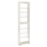 ぼん家具 隙間収納 14cm キッチンワゴン スリム キャスター付き すき間ラック ハイタイプ 冷蔵庫横 収納 キッチン 洗面所 省スペース ホワイトウッド