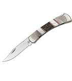 Buck Knives 110pesle Folding Hunter Bloody Jasper Lockbackナイフyellow-lipパールハンドル