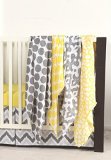 Bacati Ikat Yellow/grey Dots/giraffe Swaddling Muslin Blankets Set of 4 by Bacati