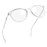 [Joopin] ブルーライトカット眼鏡 度なし 紫外線カット TR90 丸型 伊達メガネ pcメガネ 男女兼用（透明色）