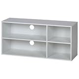 シンプルテレビ台/テレビボード 2段 アンティークホワイト(白) (組立式)