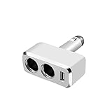 カーチャージャー 車載充電器 分配器 2連 シガーソケット 3.1A USBポート 急速充電 最大80W ヒューズ 12V/24V対応 増設 電源ソケット アクセサリーソケット(ホワイト)