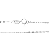 CRAFT WIRE 925スターリングシルバー 1.1mm フラットオーバルケーブルチェーンネックレス, スターリングシルバー, ダイヤモンド,