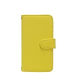 スマ通 かんたんスマホ3 A205KC 対応 スマホケース 手帳型 無地 シンプル (イエロー)