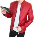 SHUNYI メンズ ライダースジャケット レザージャケット 革ジャン PU 細身 アウター コート スリム ブルゾン レジャー ジップ アップ 無地 シンプル 秋服 おしゃれ かっこいいレッドL SHUNYI メンズ ライダースジャケット レザージャケット 革ジャン PU 細身 アウター コート スリム ブルゾン レジャー ジップ アップ 無地 シンプル 秋服 おしゃれ かっこいいレッドL