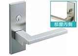 ウッドワン　レバーハンドルセット間仕切り錠Ｆ型(シルバー)　【ZH11F2-7】　ドア・引き戸＞レバーハンドル