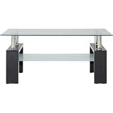 センターテーブル/ローテーブル 【ブラック】 幅100cm 強化ガラス製天板 スチールフレーム 収納棚付き 『フォーカス』