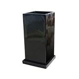 【4個入】インテリアポット(植木鉢/プランター) トルソー スクエア型/ショート 受皿付 ブラック 〔ガーデニング用品/園芸〕