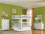 Columbia Bunk Bed with 2 Flat Panel Bed Drawer, Full Over Full, White [並行輸入品]