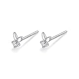 ピアス Silver925 シルバー ゴールド 18Ｋコーティング うさぎ ミニ CZダイヤ ミニピアス 極小 金属アレルギー対応 (シルバー)