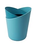【岩谷マテリアル公式】ENOTSトラッシュカン 1L ブルー ゴミ袋が見えない ゴミ箱 ダストボックス おしゃれ ナチュラル インテリアに溶け込むデザイン ミニ キッチン リビング 寝室 洗面所 袋止めつき